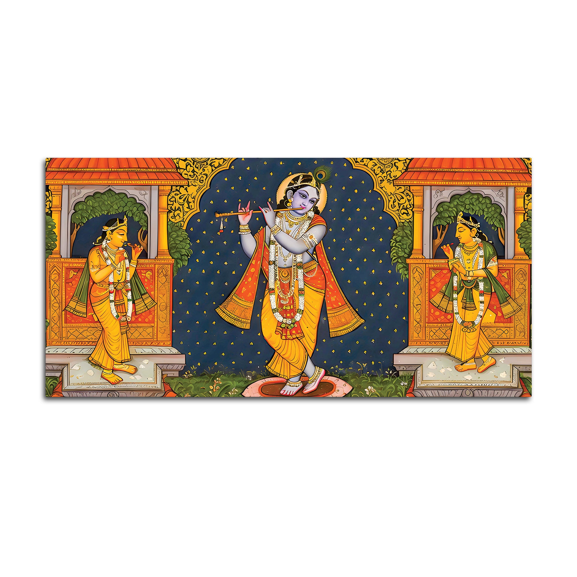Lord Krishna Bhakti Wall Painting for Decoration