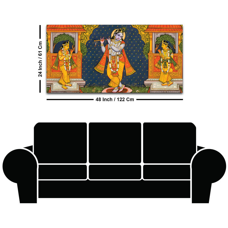 Lord Krishna Bhakti Wall Painting for Decoration