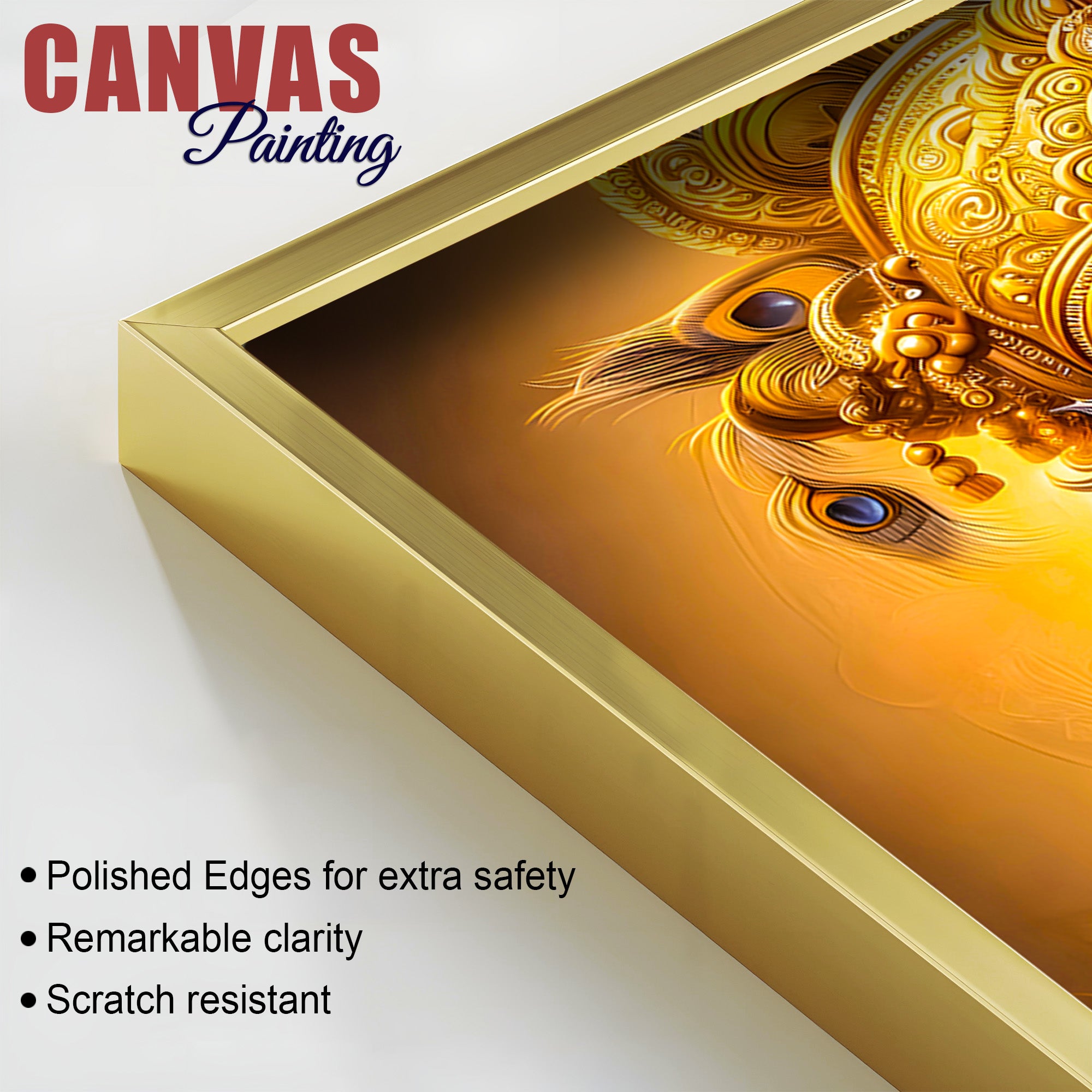 Lord Krishna Blessing Portrait Wall Painting for Home Interior – Modern Devotional Canvas Wall Art for Home