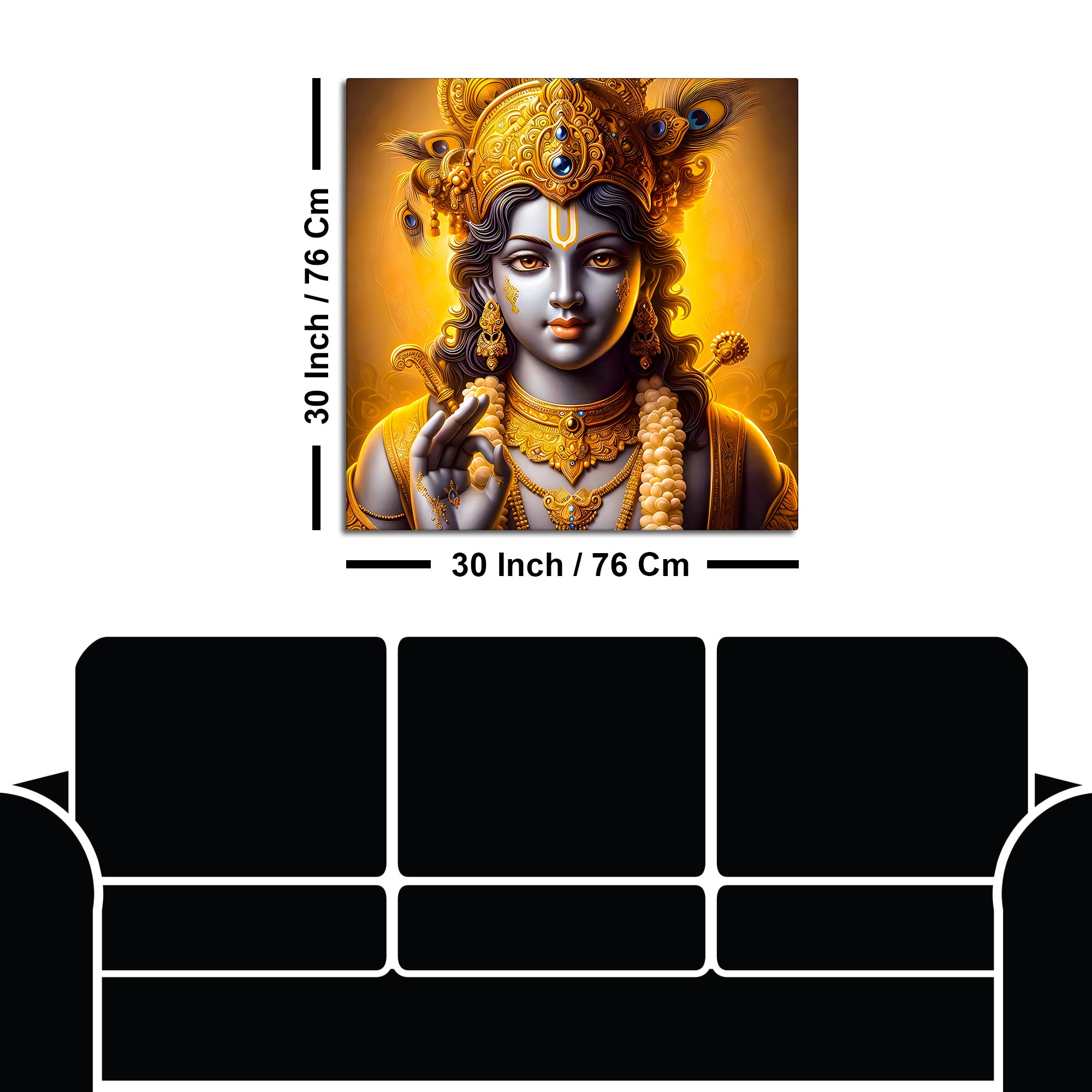 Lord Krishna Blessing Portrait Wall Painting for Home Interior – Modern Devotional Canvas Wall Art for Home