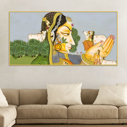 Beautiful Pichwai Canvas Painting – Ethnic Spiritual Wall Decor