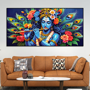 lord-krishna-floral-peacock-theme-painting