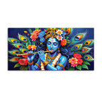 Lord Krishna Floral Peacock Theme Painting