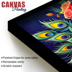 Lord Krishna Floral Peacock Theme Painting