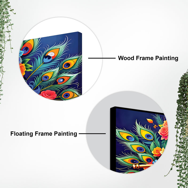 Lord Krishna Floral Peacock Theme Painting