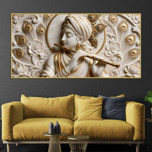 Lord Krishna Flute Symphony 3D Canvas Wall Painting