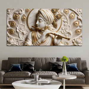 Lord Krishna Flute Symphony 3D Canvas Wall Painting