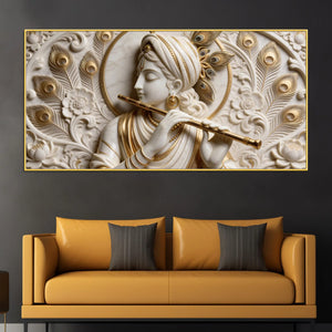 Lord Krishna Flute Symphony 3D Canvas Wall Painting