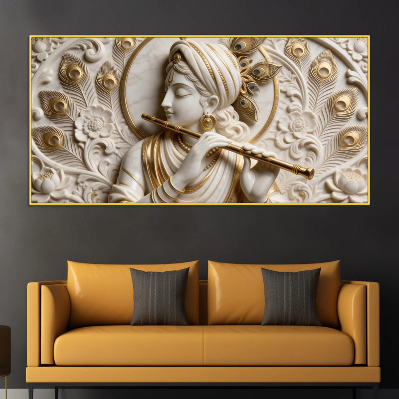 Lord Krishna Flute Symphony 3D Canvas Wall Painting