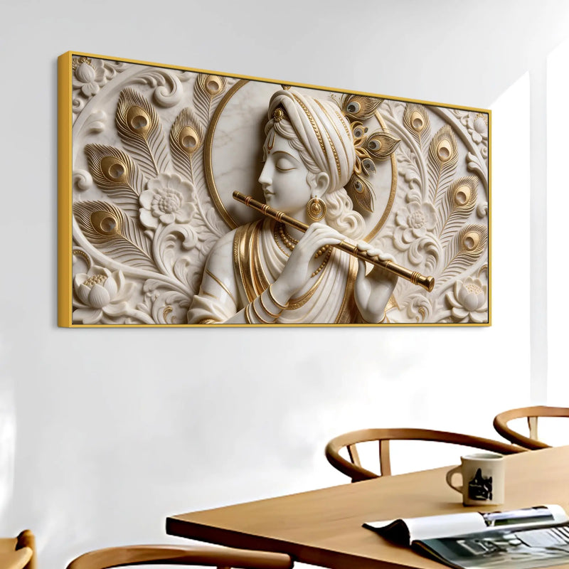 Lord Krishna Flute Symphony 3D Canvas Wall Painting