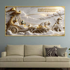 Lord Krishna Guiding Arjuna on the Divine Chariot Mahabharata Scene 3D Canvas Wall Painting