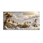 Lord Krishna Guiding Arjuna on the Divine Chariot Mahabharata Scene 3D Canvas Wall Painting