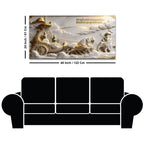 Lord Krishna Guiding Arjuna on the Divine Chariot Mahabharata Scene 3D Canvas Wall Painting