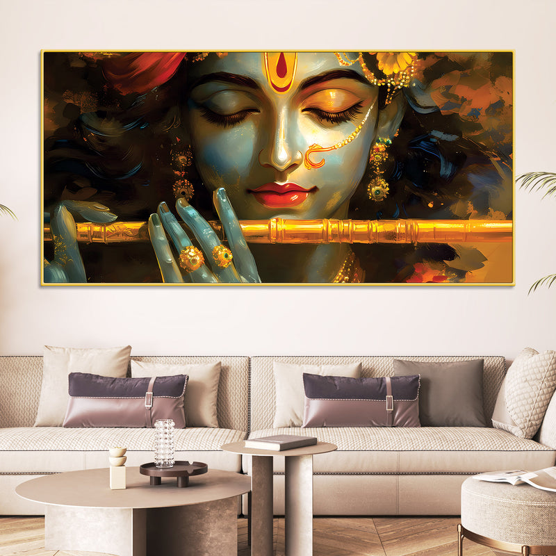 Lord Krishna Modern Spiritual Canvas Painting for Living Room