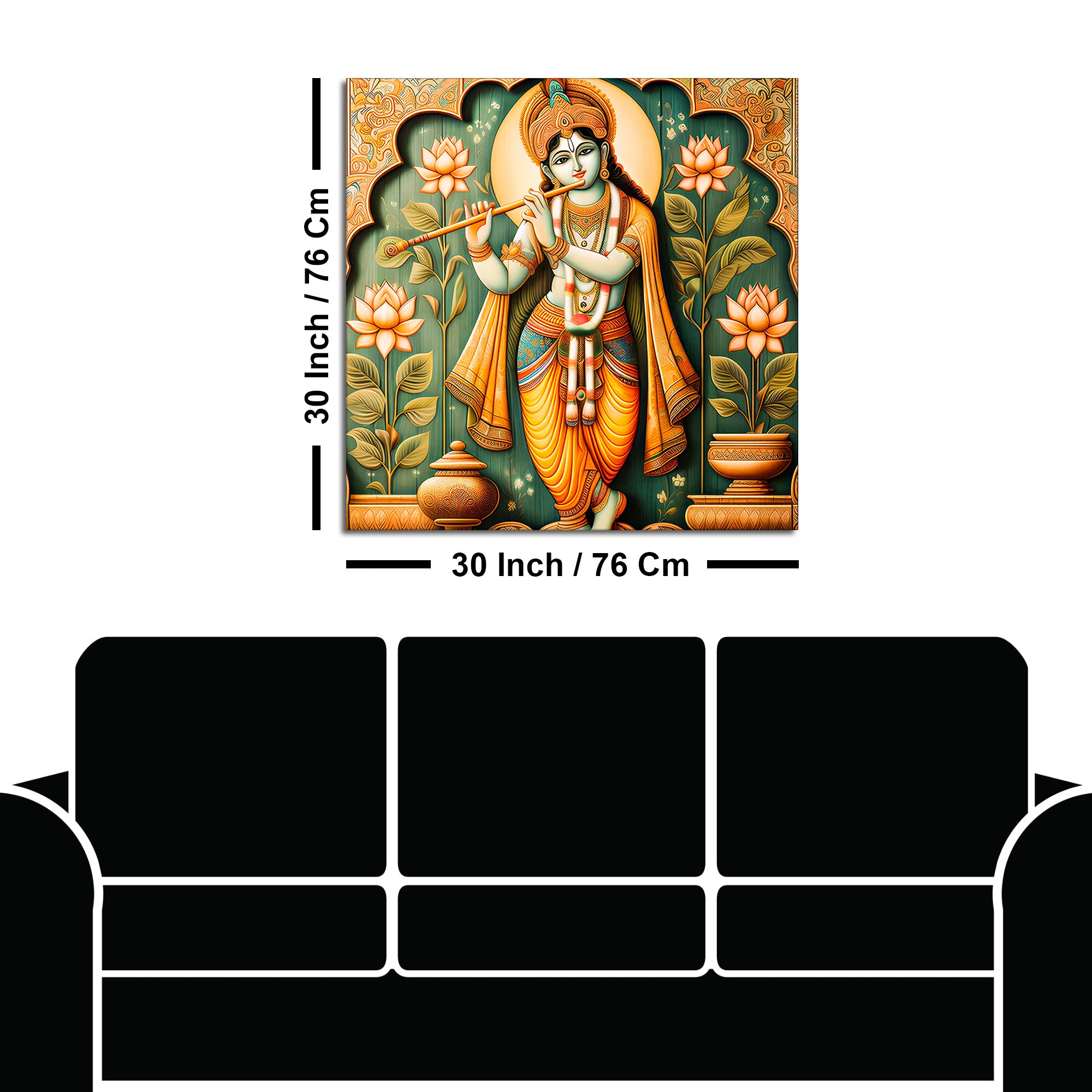 Lord Krishna Murli Manohar Lotus Harmony Spiritual Canvas Wall Painting for Home & Office