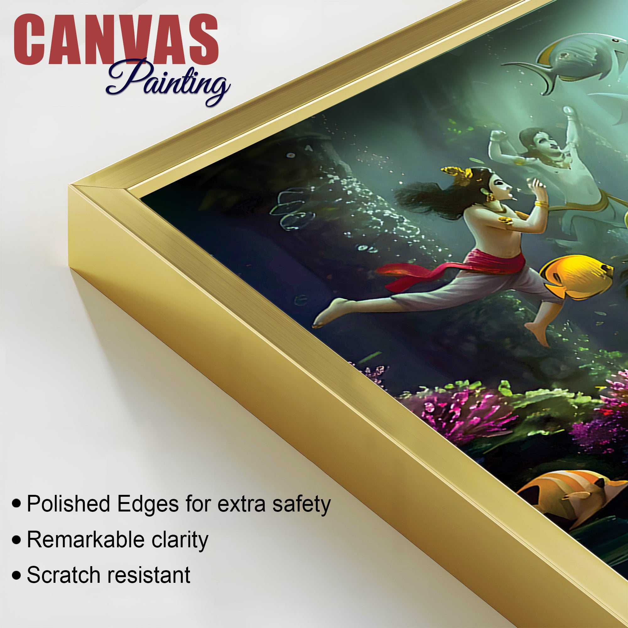 Lord Krishna Mythological Canvas Wall Painting for Home Decoration