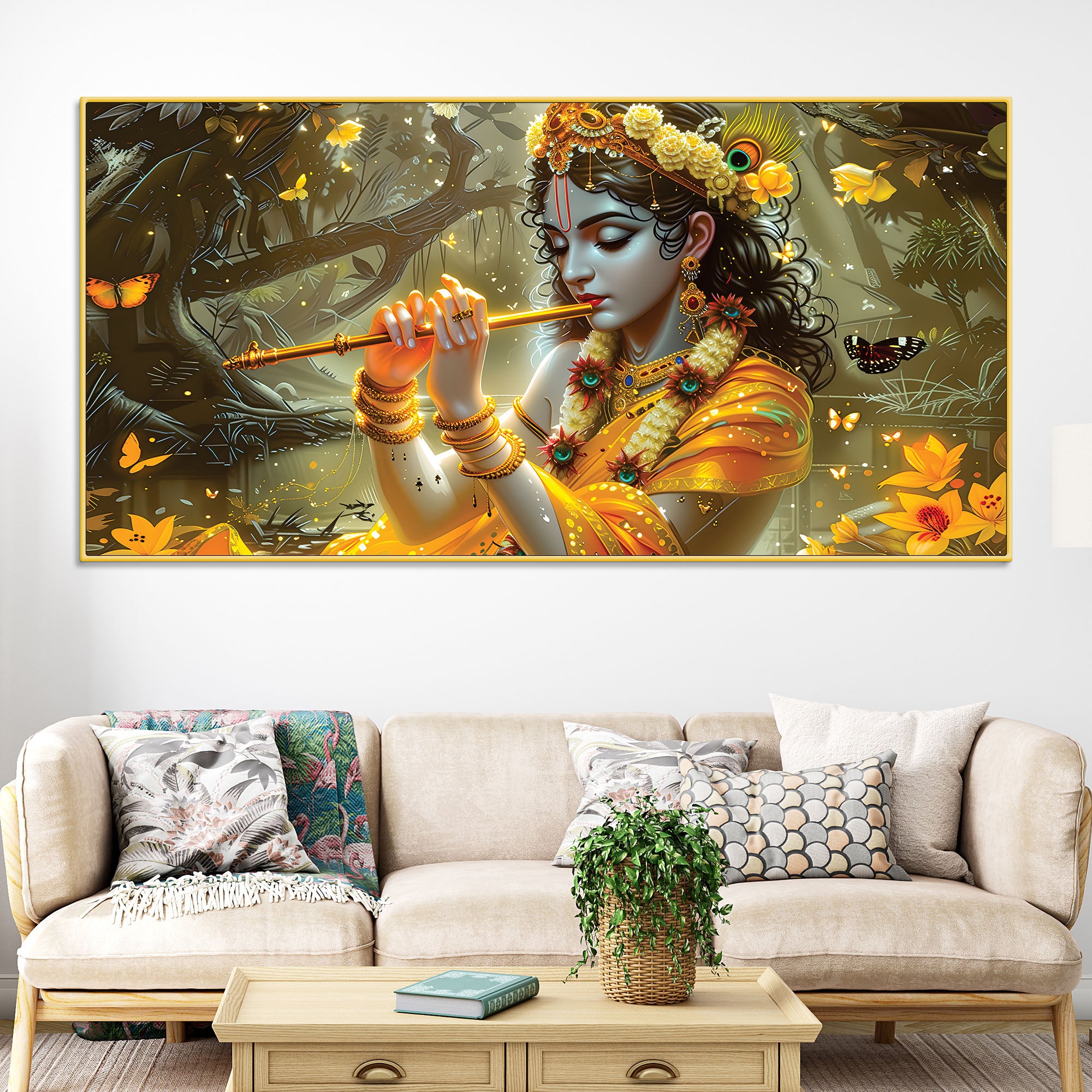 lord-krishna-nature-theme-painting-for-wall-decor