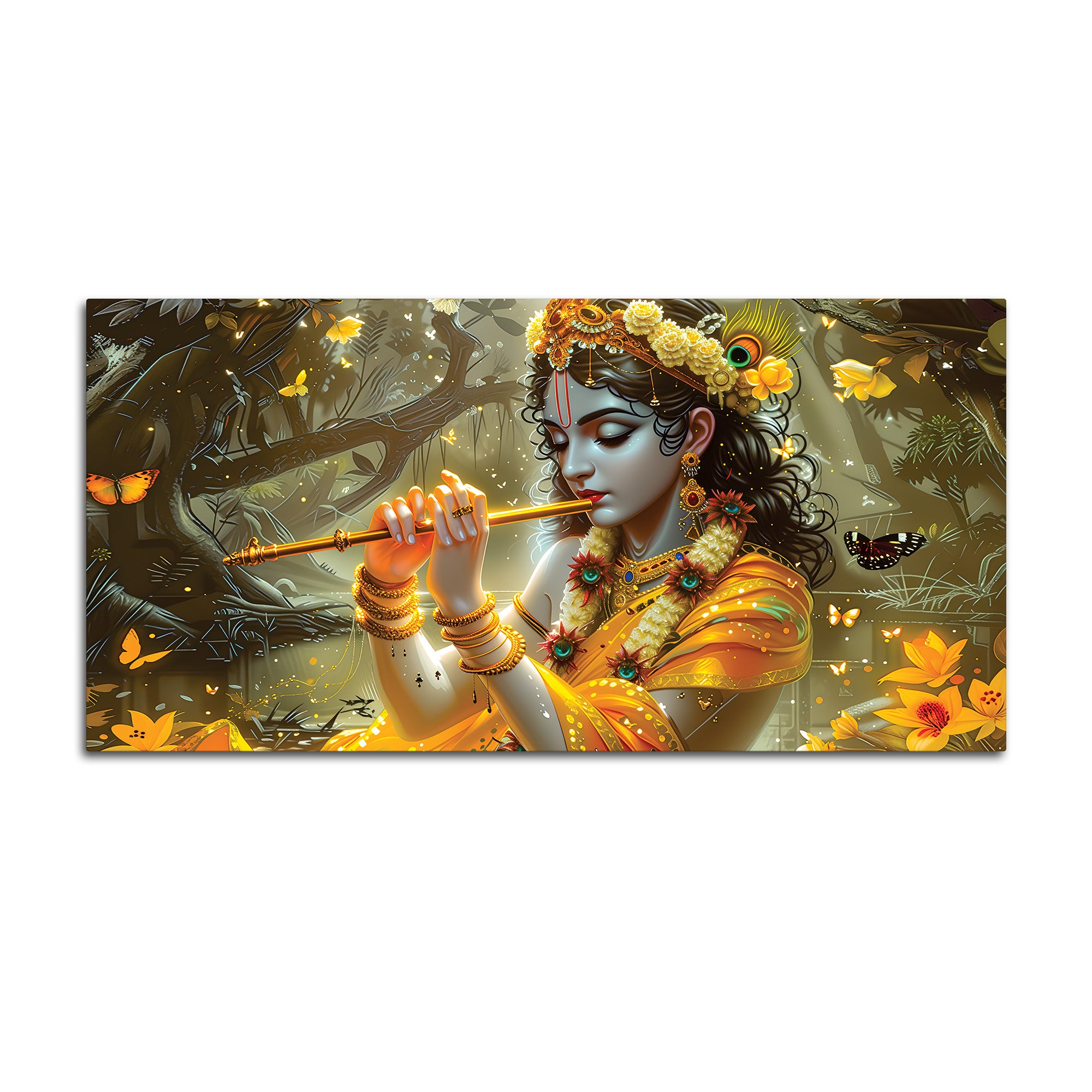 Lord Krishna Nature Theme Painting for Wall Décor