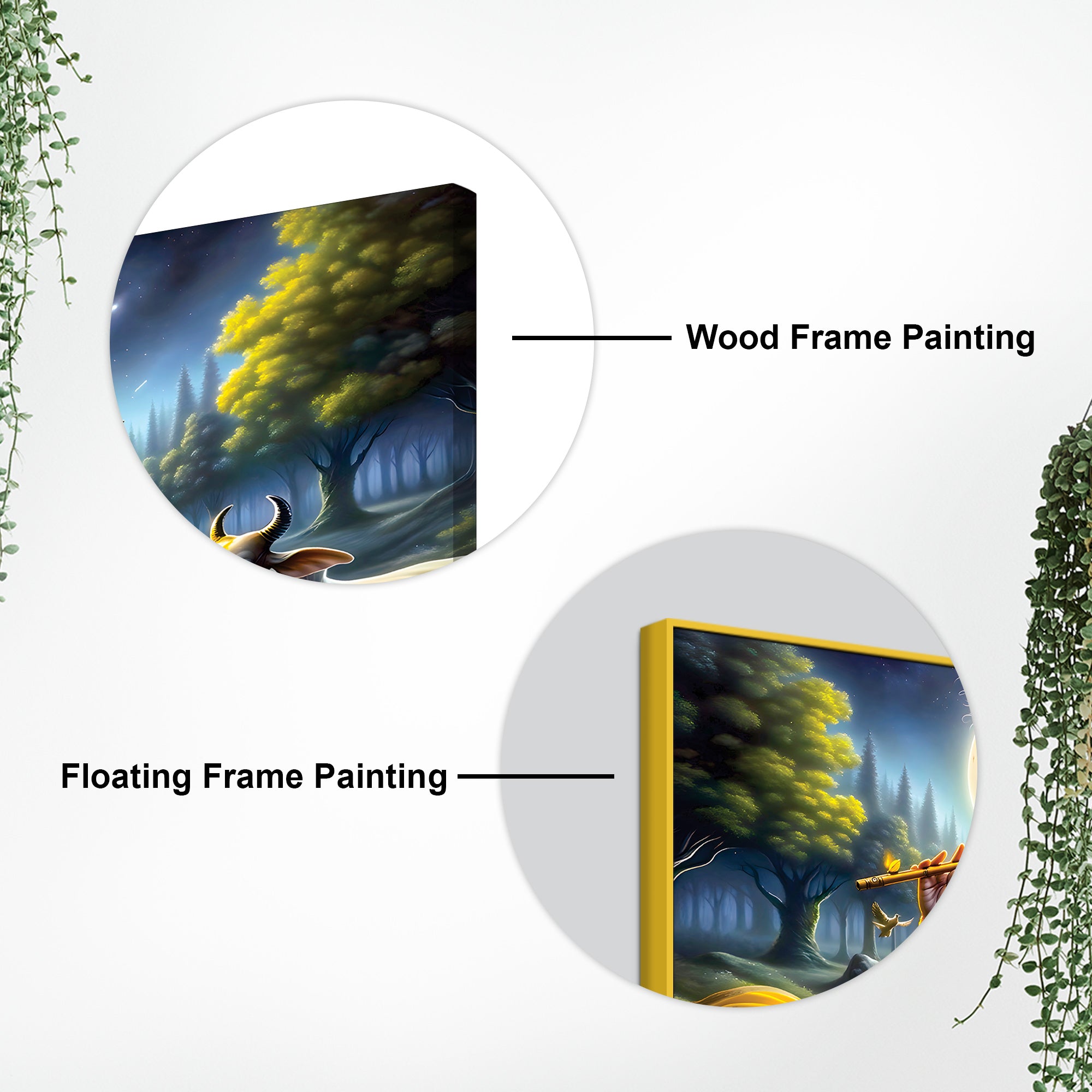 Lord Krishna Peaceful Moonlight Spiritual Painting