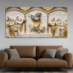 Lord Krishna Playing Flute 3D Canvas Wall Painting