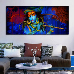 Lord Krishna playing Flute Canvas wall Painting