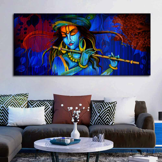 Lord Krishna playing Flute Canvas wall Painting