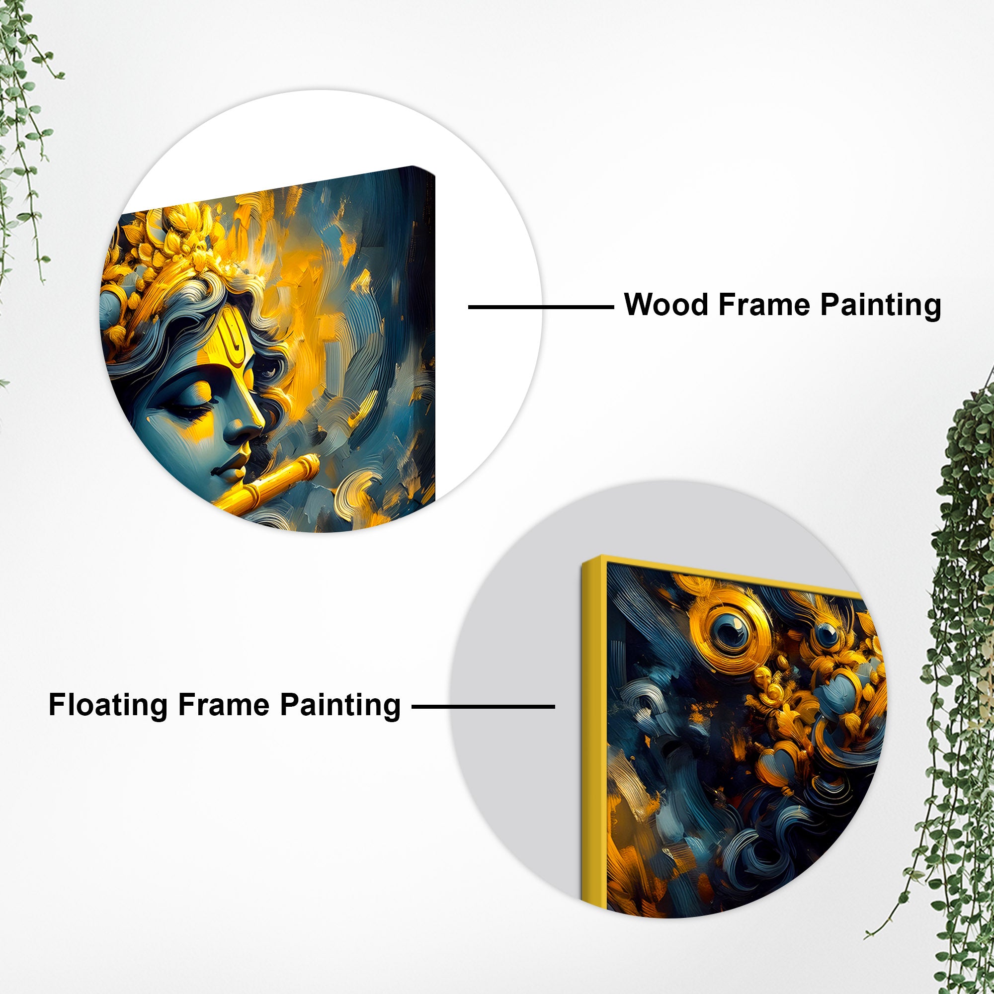 Lord Krishna Playing Flute Canvas Wall Painting for Elegant Home Decor