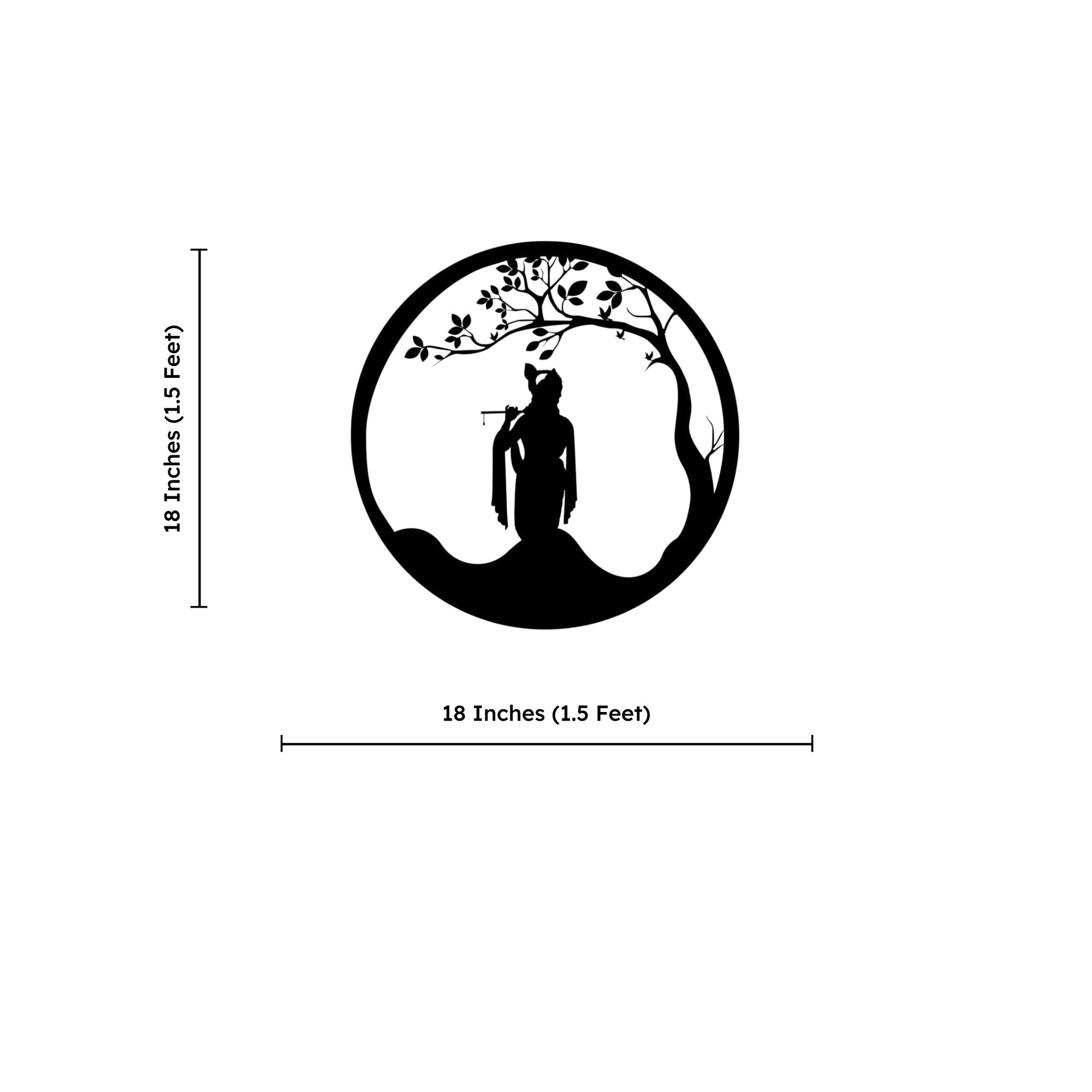 Lord Krishna Playing Flute Metal Art Wall Decor