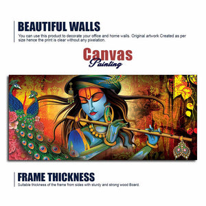 Lord Krishna Playing Flute Premium Wall Painting