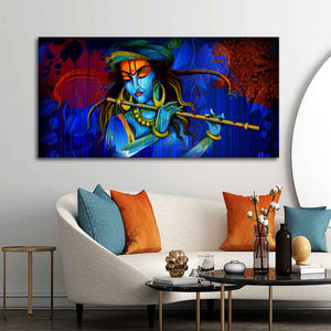 Lord Krishna Playing Flute Wall Painting