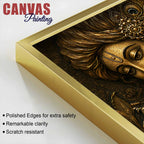 Lord Krishna Playing Flute with Shree Radha Metallic Look 3D Canvas Painting