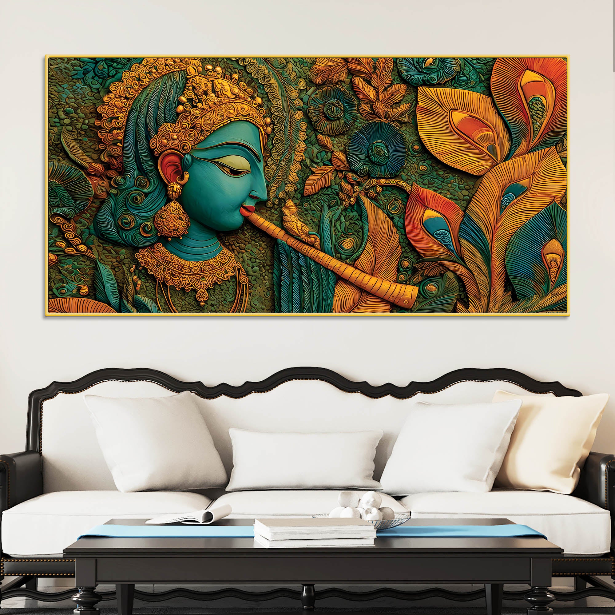 Lord Krishna Premium Textured Canvas Wall Painting for Living Room