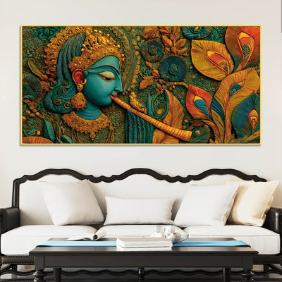 Lord Krishna Premium Textured Canvas Wall Painting for Living Room