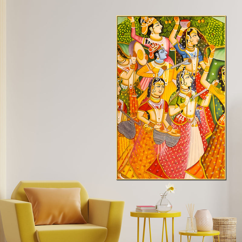lord-krishna-raas-leela-dance-holi-festival-folk-art-canvas-wall-painting