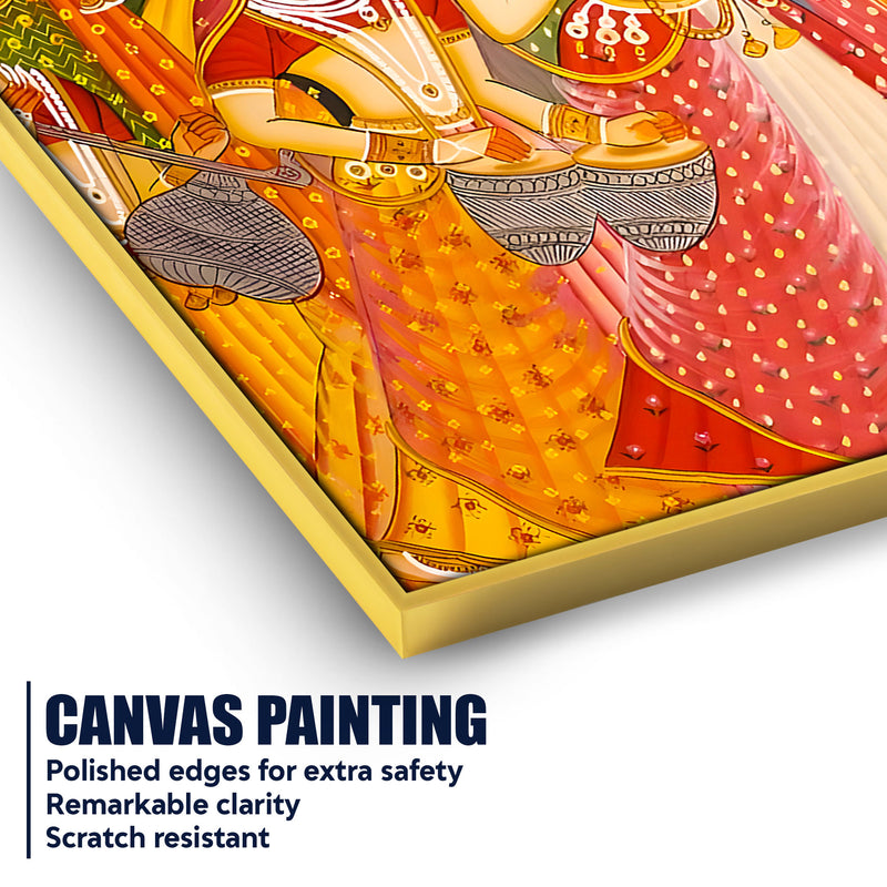 Lord Krishna Raas Leela Dance Holi Festival Folk Art Canvas Wall Painting