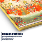 Lord Krishna Raas Leela Devotional Folk Art Canvas Wall Painting