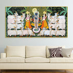 lord-krishna-shreenathji-with-gau-mata-and-devotees-pichwai-canvas-wall-painting