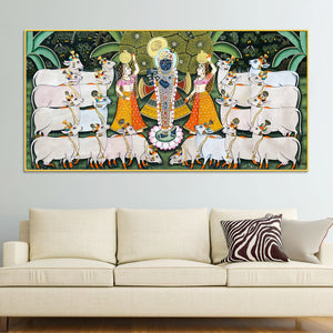 lord-krishna-shreenathji-with-gau-mata-and-devotees-pichwai-canvas-wall-painting