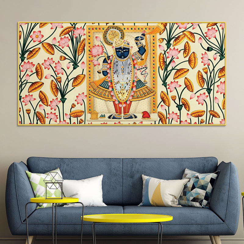Lord Krishna Shrinathji Pichwai Art Wall Painting