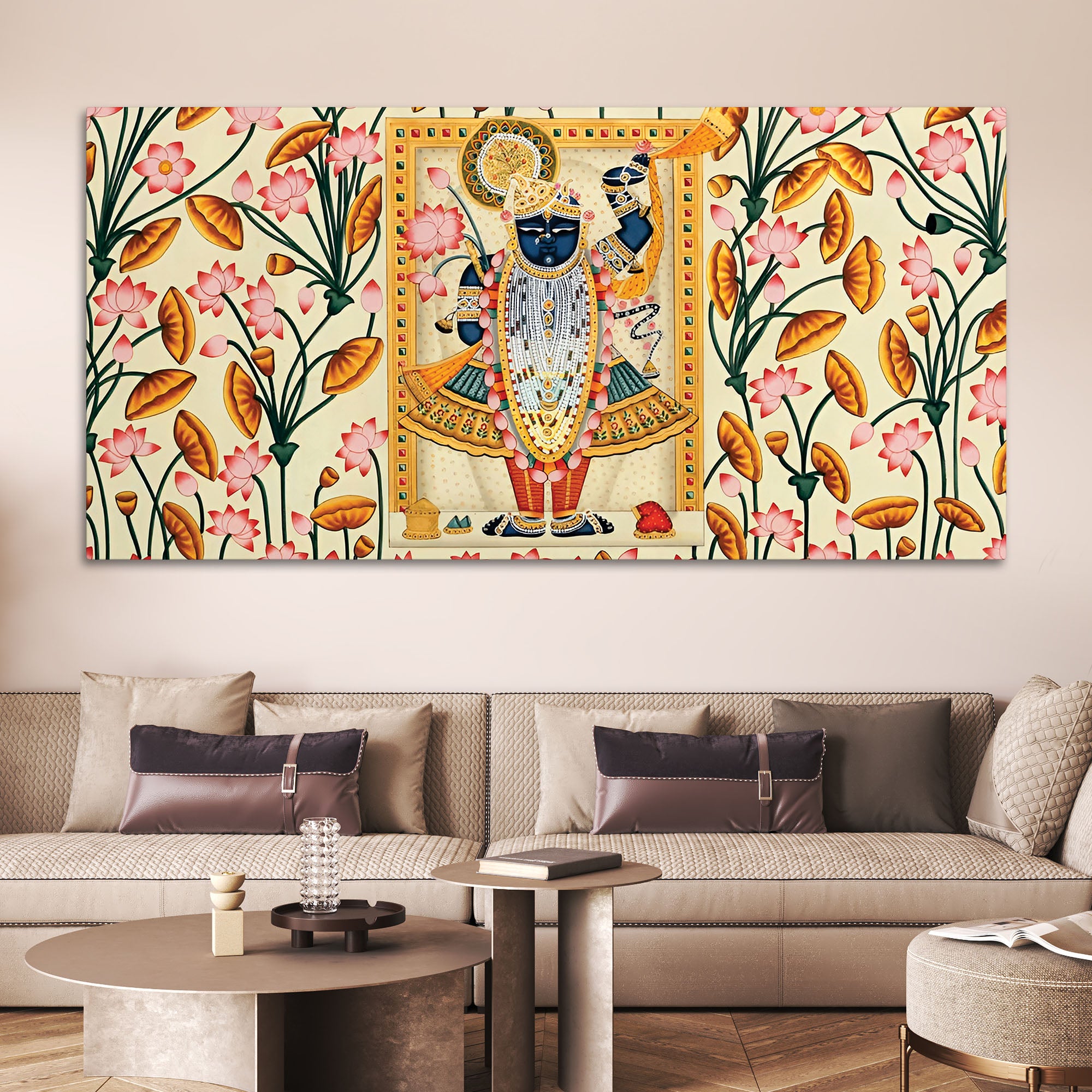 Lord Krishna Shrinathji Pichwai Art Wall Painting