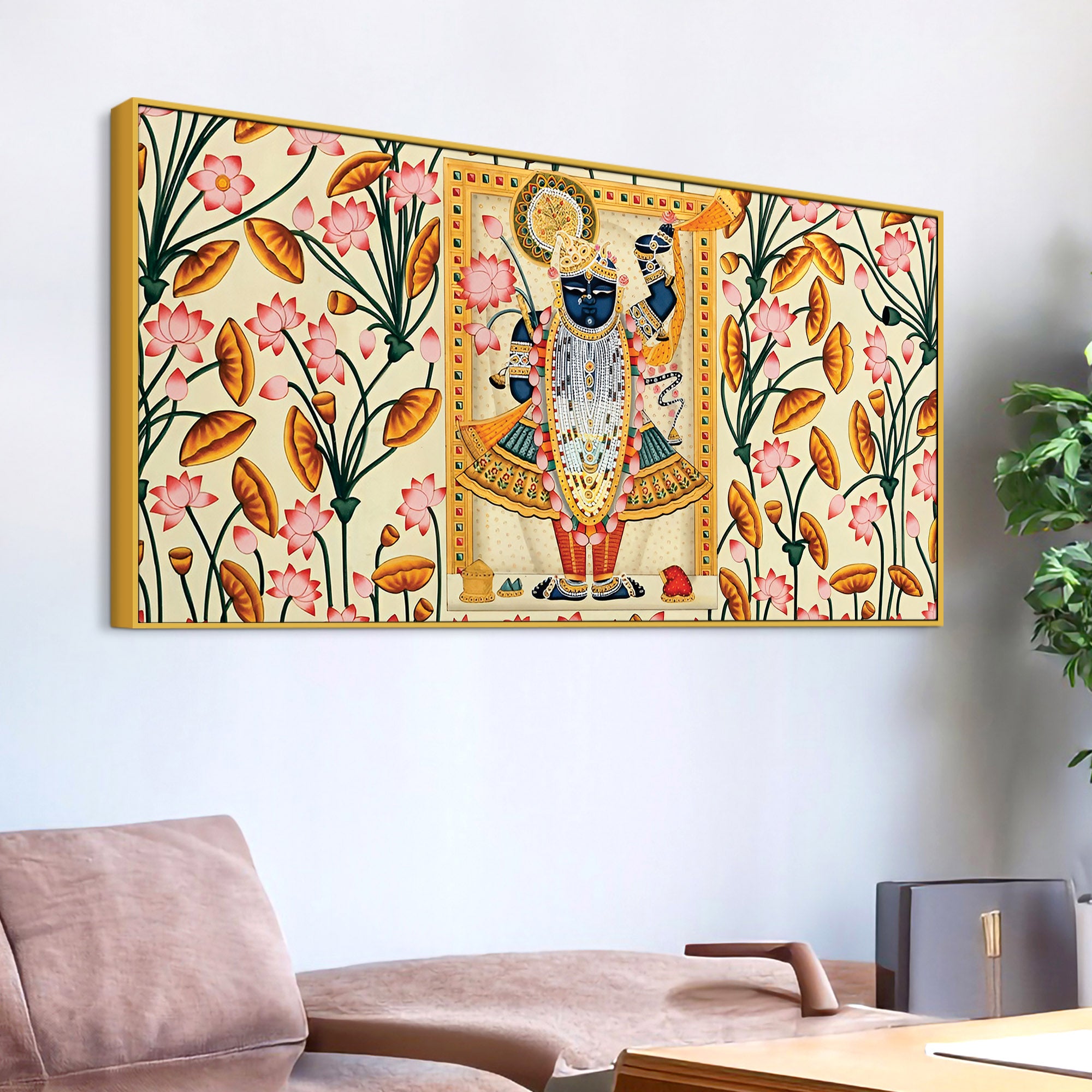 Lord Krishna Shrinathji Pichwai Art Wall Painting