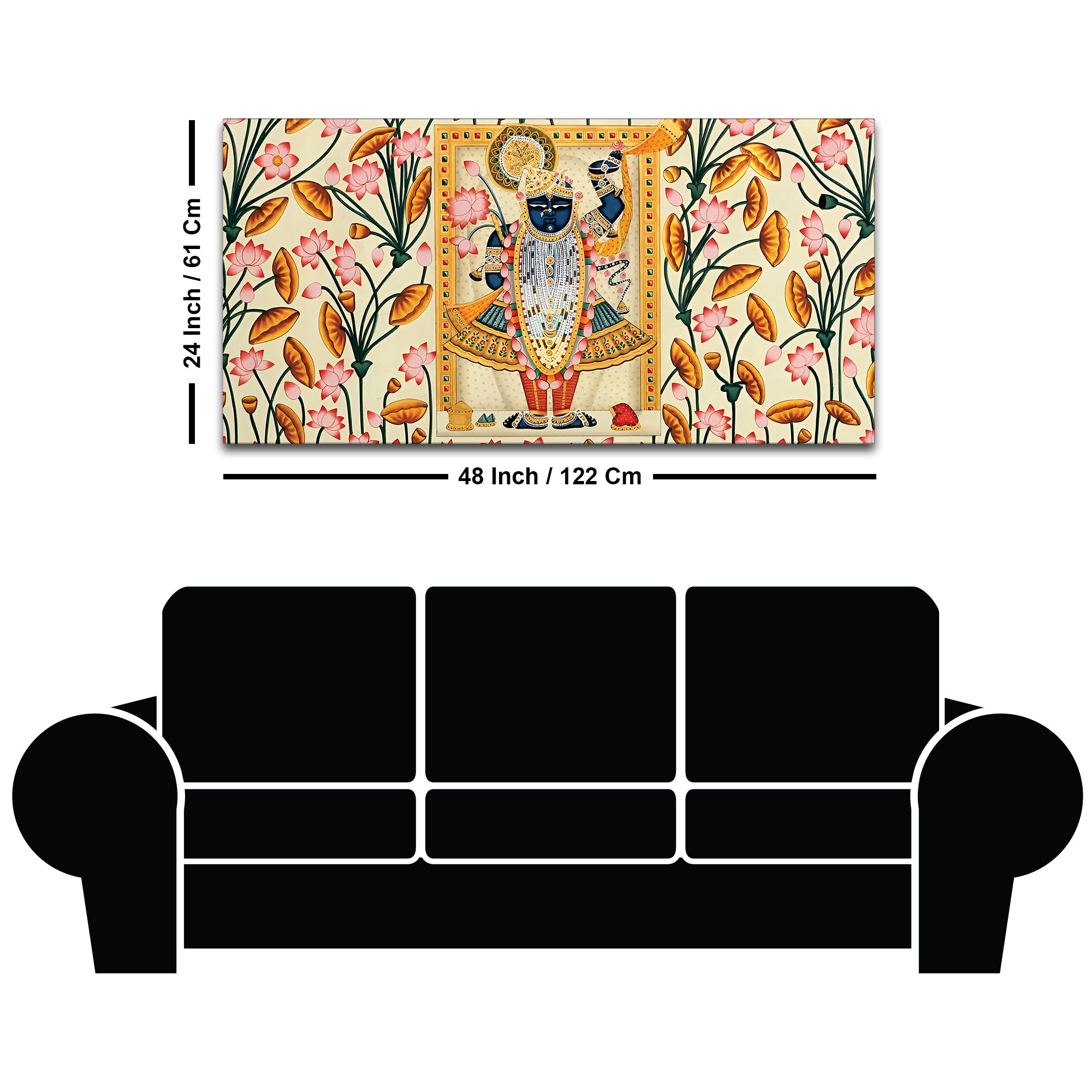 Lord Krishna Shrinathji Pichwai Art Wall Painting