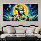 Lord Krishna Spiritual Night Sky Painting