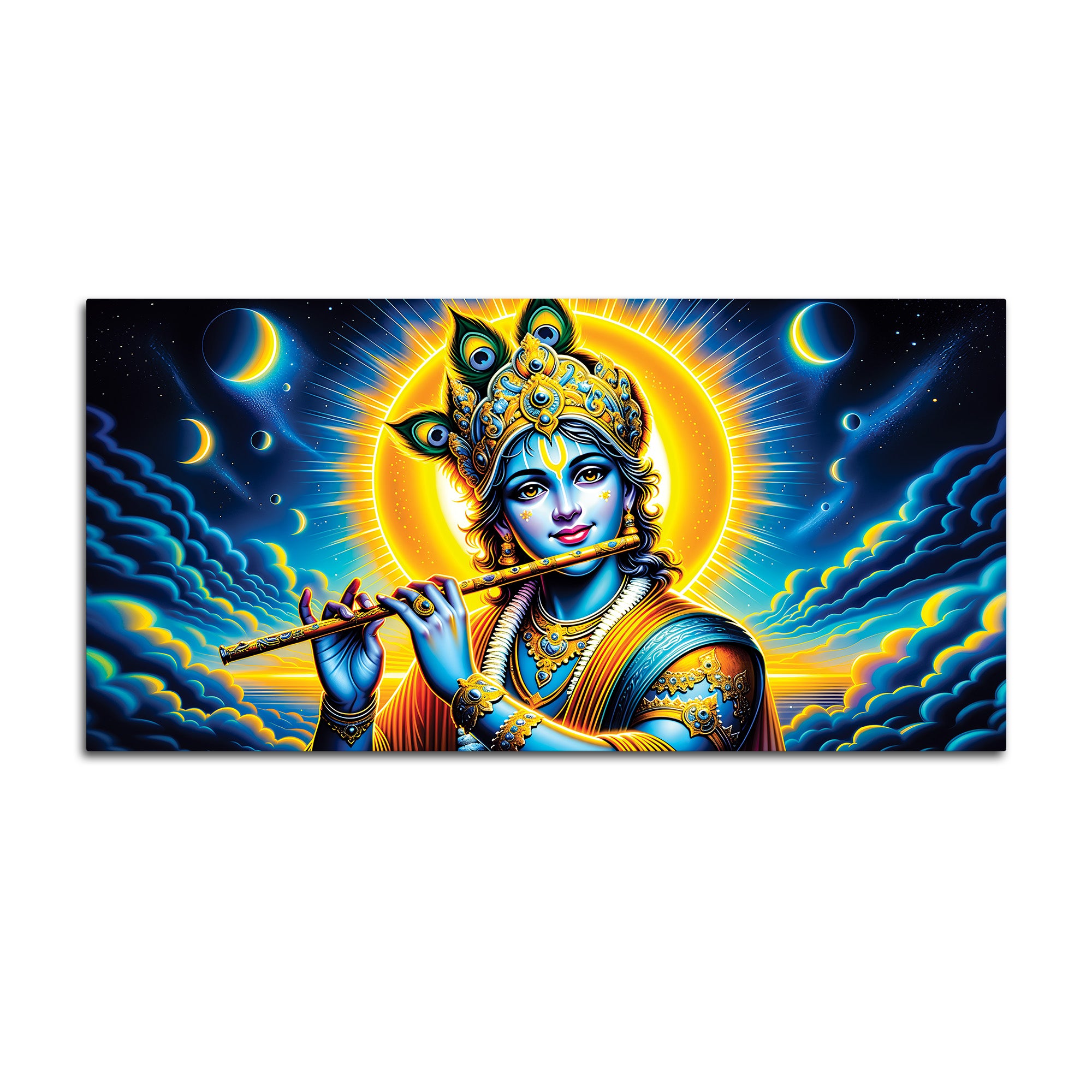 Lord Krishna Spiritual Night Sky Painting