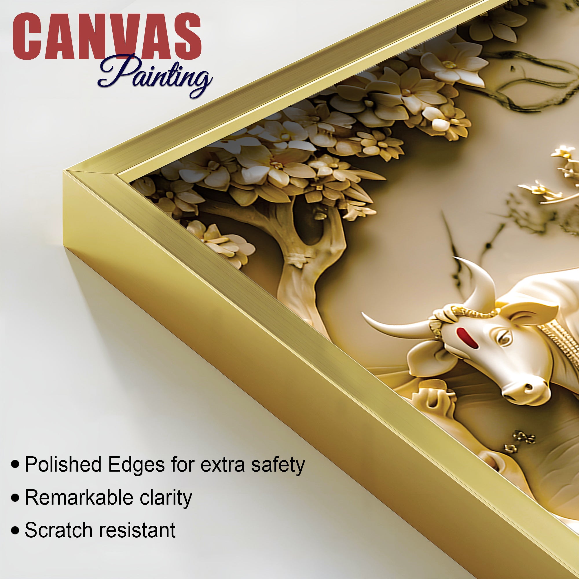 Lord Krishna with Cows Canvas Wall Painting for Living Room Decor