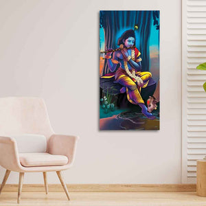 Lord Krishna With Flute Canvas Wall Painting