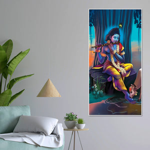 Lord Krishna With Flute Canvas Wall Painting