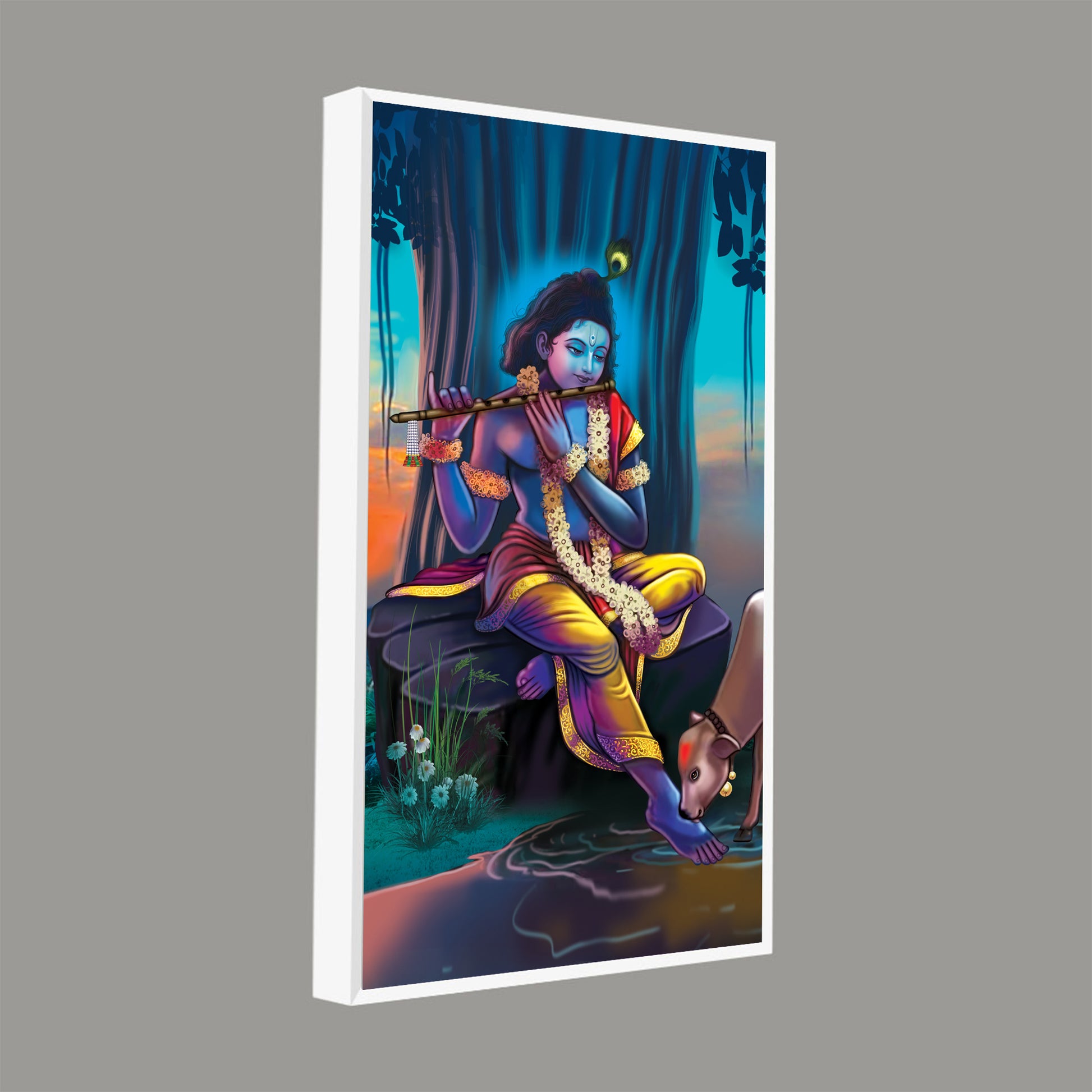 Lord Krishna With Flute Canvas Wall Painting