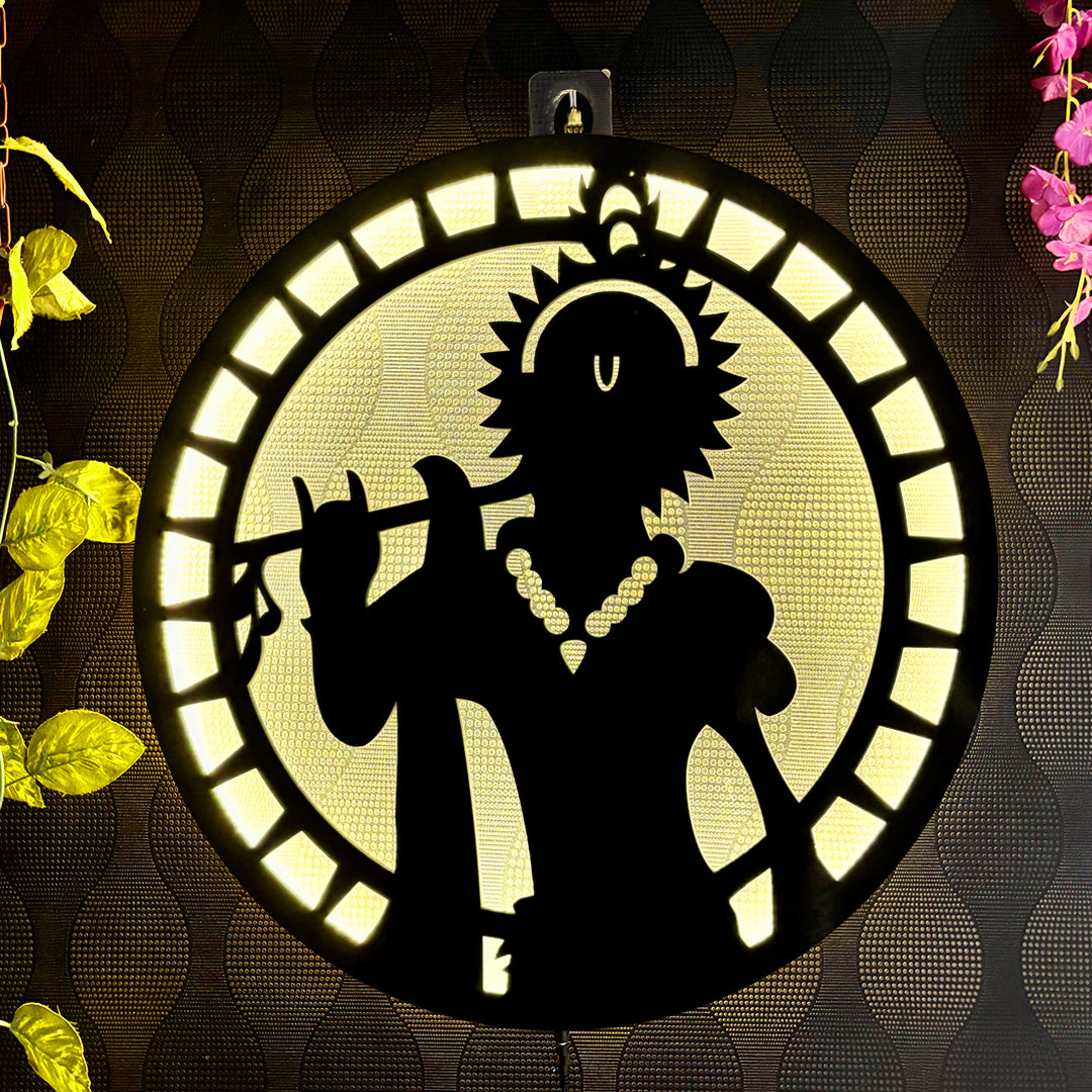 Lord Krishna with Flute LED Wall Hanging for Temple and Wall Decor