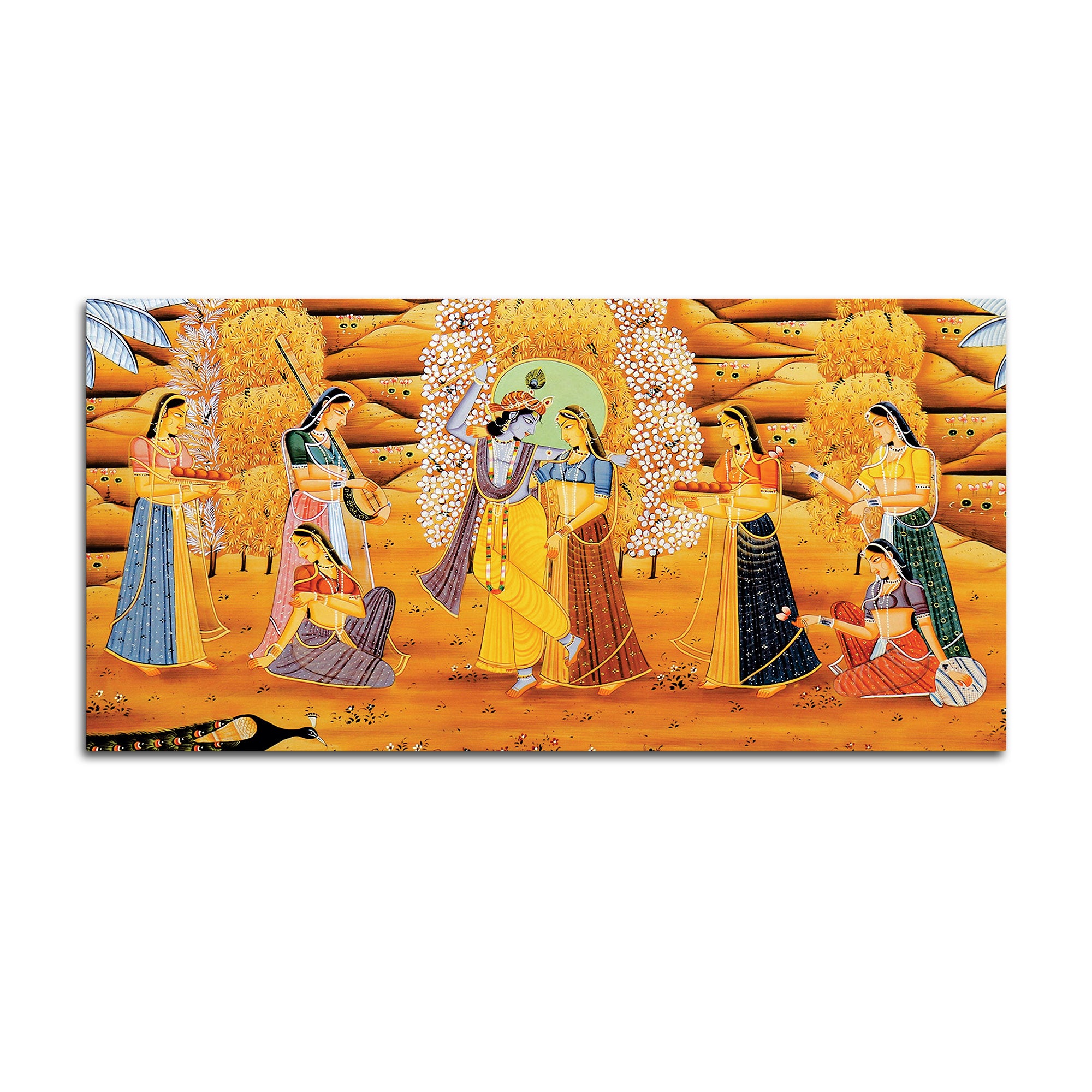 Lord Krishna with Gopis Traditional Pichwai Art Wall Painting